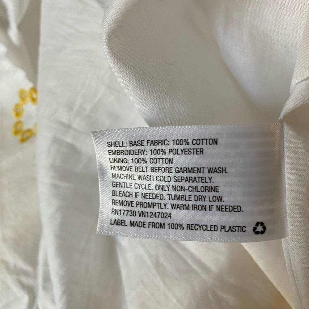 Alexis White Yellow Cottage Core Embroidered Eyelet Midi‎ Dress Women's Large - Picture 13 of 13